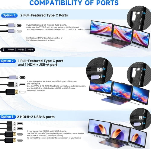 Laptop Screen Extender 14 Inch FHD IPS Portable Dual Triple Monitor