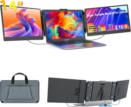 Laptop Screen Extender 14 Inch FHD IPS Portable Dual Triple Monitor